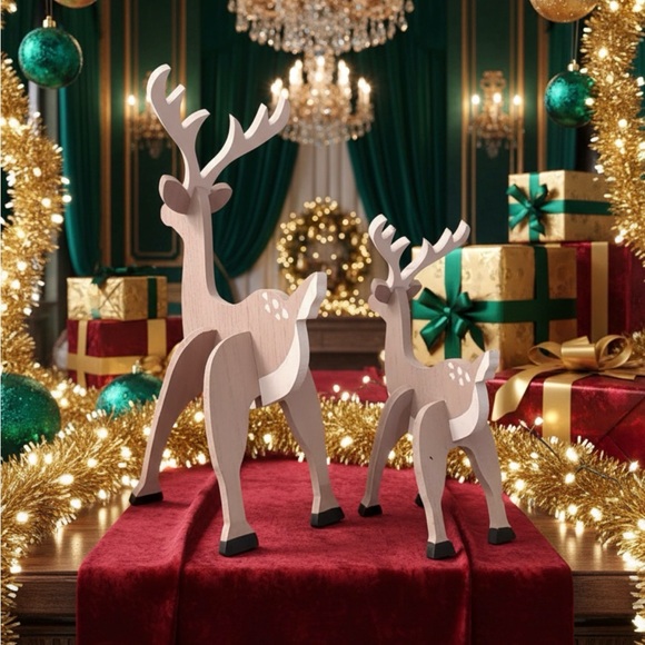 Wooden Reindeer Holiday Decor Set - Brown - Picture 3 of 3
